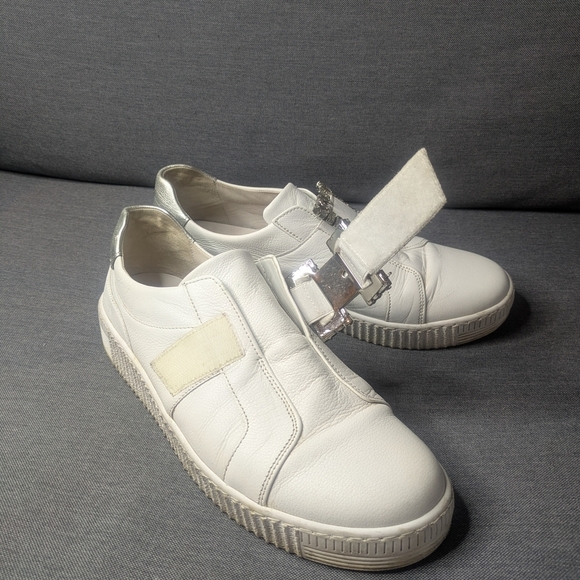 Gabor White Leather Sneakers with Crystal Buckles – Sparkling Detail Size 8.5 - Picture 8 of 10